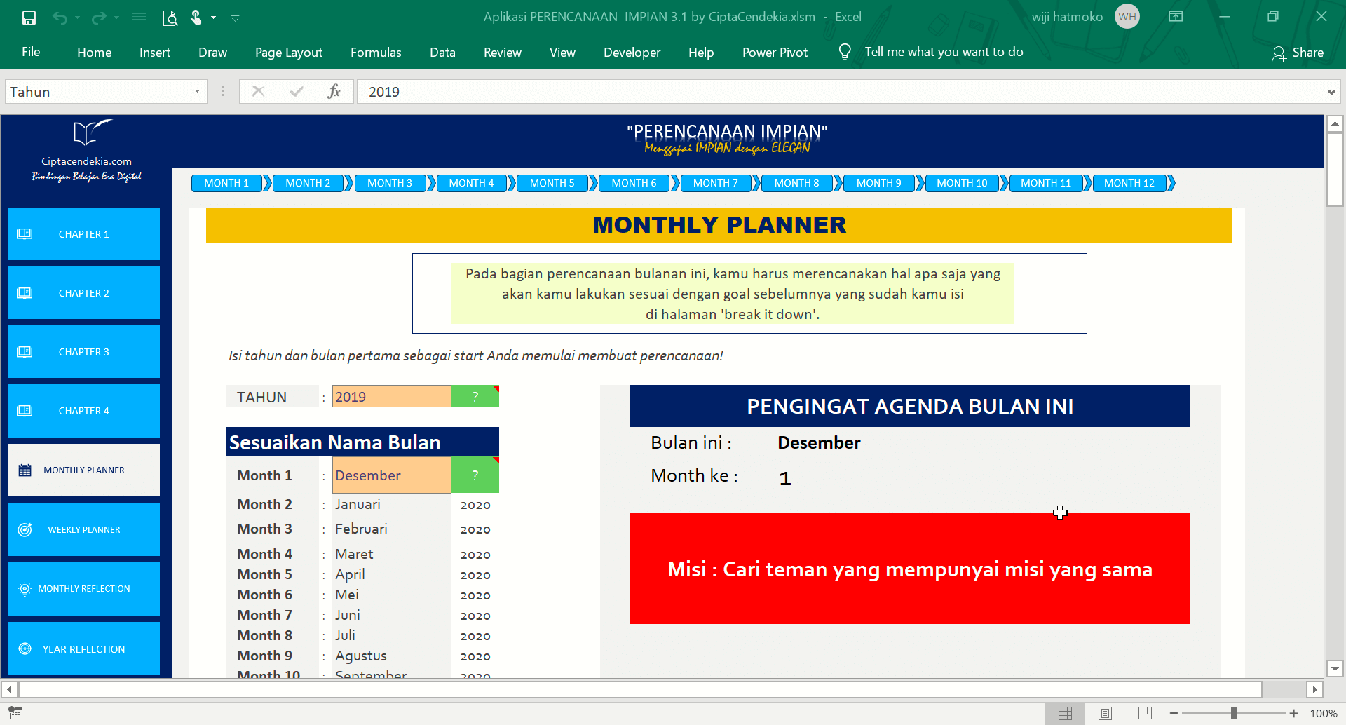 monthly planner aplikasi perencanaan impian